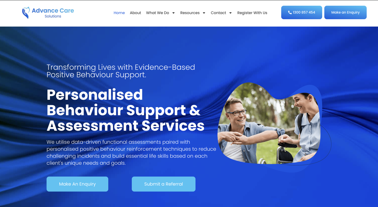 Screenshot of advancecaresolutions.com.au