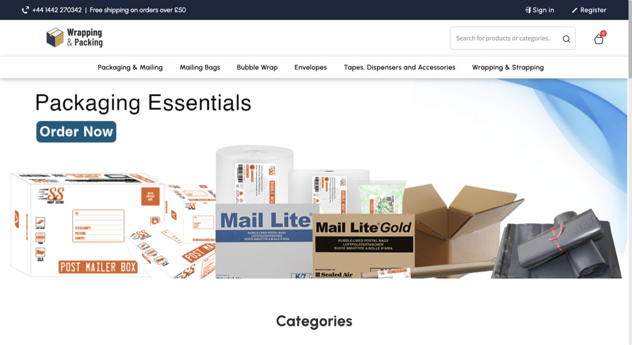Screenshot of wrappingnpacking.co.uk